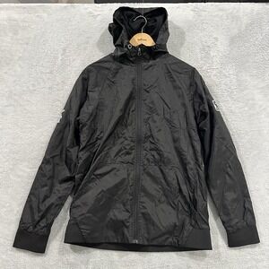 Dutch Bros Coffee Windbreaker Jacket Unisex Medium Hooded Pockets Full Zip Black